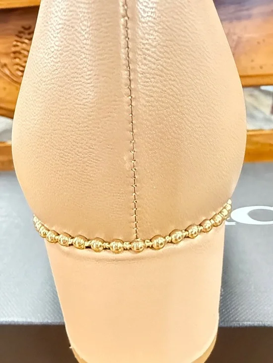 Coach Peachy Nude Pearl-Trim Leather Pump - Picture 5 of 9